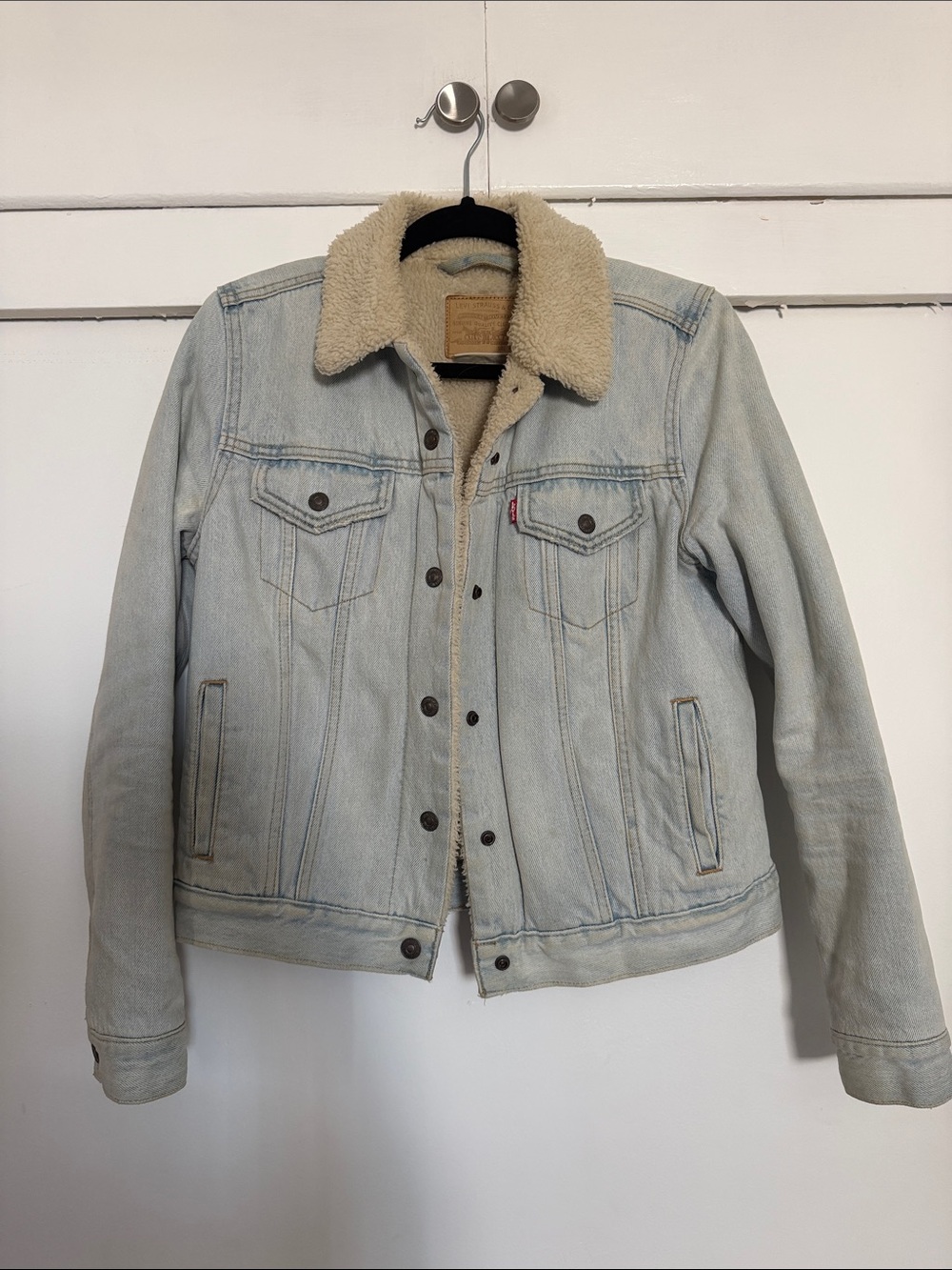 Levi's Light Blue Denim Sherpa Trucker Jacket Small